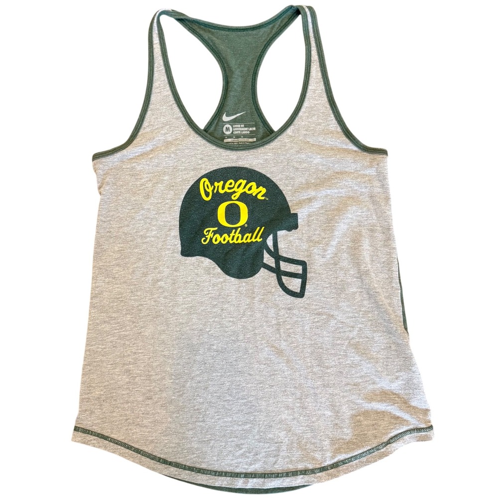 Nike Oregon Ducks Football Racerback Tank Top Womens Medium Grey Green Loose Fit